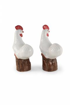 Pair of Chinese Mid Century White Porcelain Chickens - 4408501