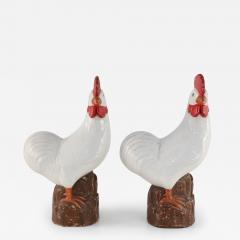 Pair of Chinese Mid Century White Porcelain Chickens - 4412483