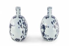 Pair of Chinese Ming Dynasty Style Blue and White Porcelain Moonflask Vases - 4199676