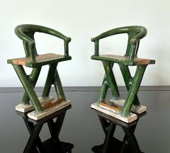 Pair of Chinese Ming Dynasty Tomb Funeral Pottery Chair Models - 3268882