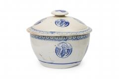Pair of Chinese Mixed Blue White Porcelain Covered Bowls with Bird Decoration - 4667380