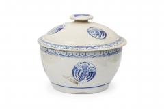 Pair of Chinese Mixed Blue White Porcelain Covered Bowls with Bird Decoration - 4667382
