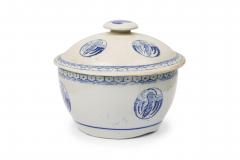 Pair of Chinese Mixed Blue White Porcelain Covered Bowls with Bird Decoration - 4667383