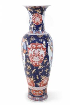Pair of Chinese Monumental Imari Style Blue Porcelain Urns - 4408595