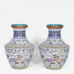 Pair of Chinese Multi Color Pattern Porcelain Vases - 4529362