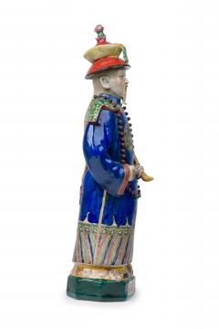 Pair of Chinese Painted Ceramic Figures Depicting a Blue Robed Emperor - 4407993
