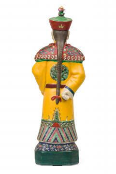 Pair of Chinese Painted Ceramic Figures Depicting a Yellow Robed Emperor - 4407986