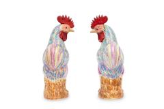 Pair of Chinese Polychrome Porcelain Roosters - 4519837