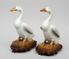 Pair of Chinese Porcelain Ducks on Stands - 267247