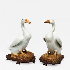 Pair of Chinese Porcelain Ducks on Stands - 267871