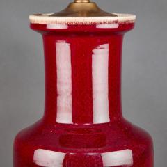 Pair of Chinese Porcelain Oxblood Rouleau Lamps 17th Century Qing Dynasty - 4369644