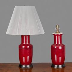 Pair of Chinese Porcelain Oxblood Rouleau Lamps 17th Century Qing Dynasty - 4369645