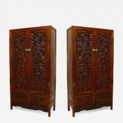 Pair of Chinese Qing Dynasty Hardwood Armoires - 2799458