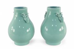 Pair of Chinese Qing Dynasty Style Celadon Pear Shape Porcelain Vases - 4198343