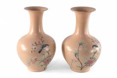 Pair of Chinese Qing Dynasty Style Peach and Floral Porcelain Vases - 4198353