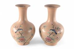 Pair of Chinese Qing Dynasty Style Peach and Floral Porcelain Vases - 4198354