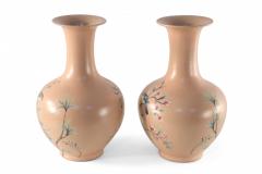 Pair of Chinese Qing Dynasty Style Peach and Floral Porcelain Vases - 4198355