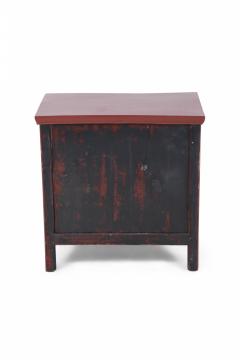 Pair of Chinese Red Painted Wooden Commodes Side Tables - 2797725