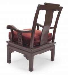 Pair of Chinese Rosewood Cushioned Armchairs - 4657713