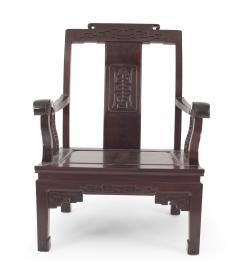 Pair of Chinese Rosewood Cushioned Armchairs - 4657715