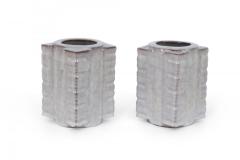 Pair of Chinese Song Dynasty Style Beige Cong Vases - 4200904