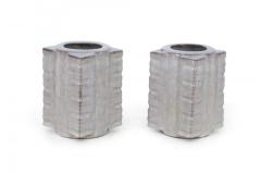Pair of Chinese Song Dynasty Style Beige Cong Vases - 4200906