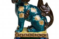 Pair of Chinese Style Decorative Porcelain Foo Dog Candlesticks - 4655279