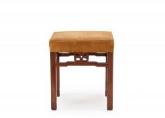 Pair of Chinese Teak and Velvet Benches - 4660514