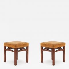Pair of Chinese Teak and Velvet Benches - 4717932