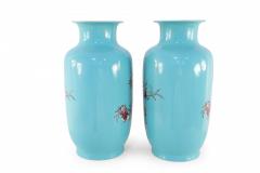 Pair of Chinese Teal Nine Peach Porcelain Vases - 4199436