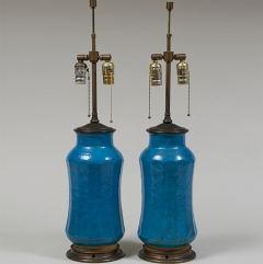 Pair of Chinese Turquoise Glazed Porcelain Vases Mounted as Lamps - 3865169