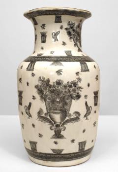 Pair of Chinese White and Black Porcelain Urns - 4656431