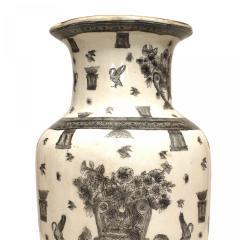 Pair of Chinese White and Black Porcelain Urns - 4656433