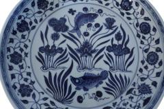 Pair of Chinese White and Blue Fish Decorative Plates - 4408885