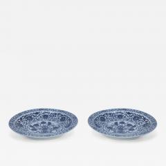Pair of Chinese White and Blue Floral Decorative Plates - 4412512