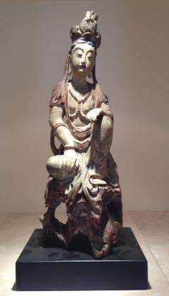 Pair of Chinese Wood Statues of Guanyin The Goddess of Mercy  - 88689