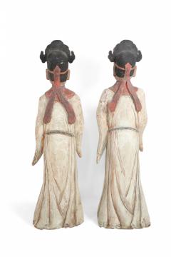 Pair of Chinese Wooden Civil Officer Statues - 4520100