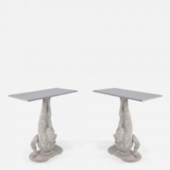 Pair of Chinese Wooden White Painted Contortionist Console Tables - 2798951