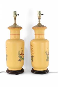 Pair of Chinese Yellow Balancing Scene Table Lamps - 4170985