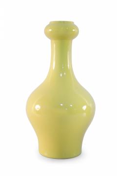 Pair of Chinese Yellow Garlic Mouthed Porcelain Vases - 4200734