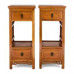 Pair of Chinese carved hardwood and metal pedestals - 4283684