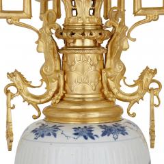 Pair of Chinese porcelain and French Chinoiserie style gilt bronze candelabra - 2003831