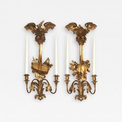 Pair of Chippendale Style Giltwood Wall Lights or Sconces mid 19th Century - 2378832