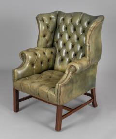 Pair of Chippendale Style Leather Wing Chairs - 2501990