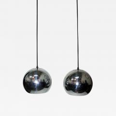 Pair of Chrome Globe Pendant Lights - 874363