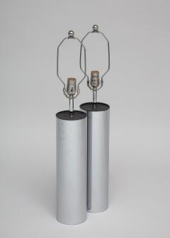 Pair of Chrome Lamps with oval shades - 1372916