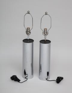 Pair of Chrome Lamps with oval shades - 1372923