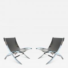 Pair of Chrome Plated Steel Lounge Chairs - 3193256
