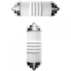 Pair of Chrome Streamline Art Deco Sconces w Molded Glass Tubular Inserts - 182435