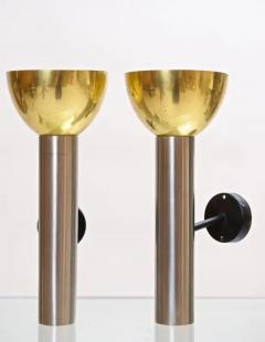 Pair of Chrome and Brass Wall Lights French 1965 - 3288180